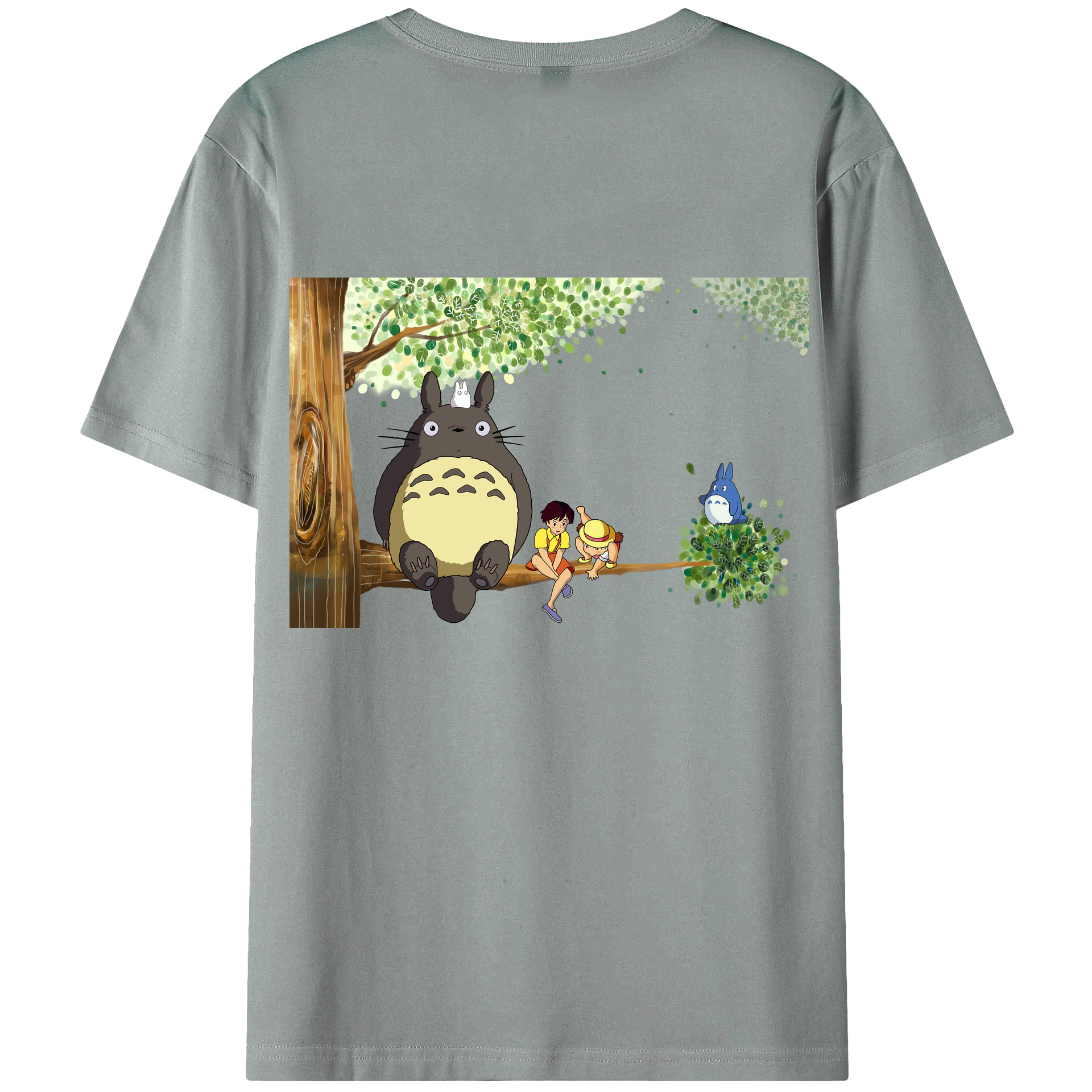 （画像用） となりのトトロ 草壁メイ 草壁サツキ My Neighbor Totoro Satsuki Kusakabe Mei Kusakabe 綿100％ メンズ半袖Tシャツ（バックプリント） 通気性